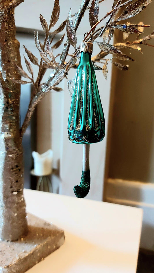 Czech Republic, Glass Blown, Hand Painted Christmas Tree Ornament - Umbrella Various Colours