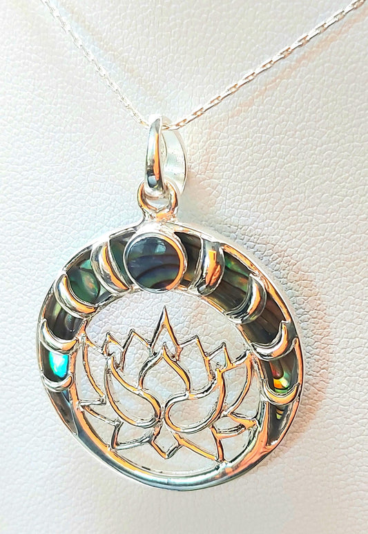 Silver Handmade Inlay Pendant Semi Precious Abalone Shell- Emblem