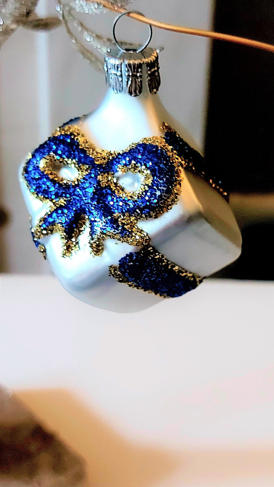 Czech Republic, Glass Blown, Hand Painted Christmas Tree Ornament - Present