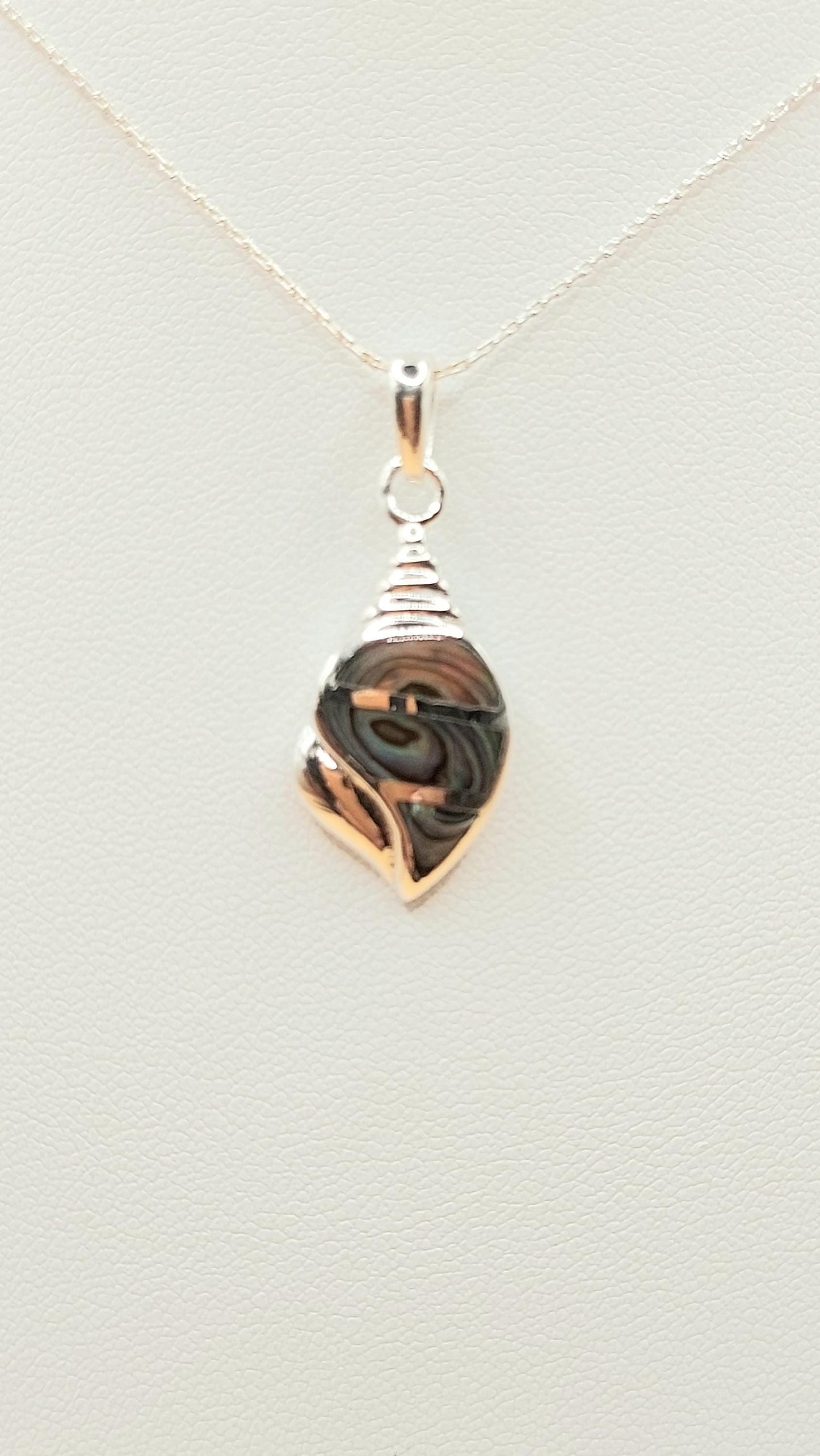 Silver Handmade Inlay Pendant Semi Precious Abalone Shell- Shell