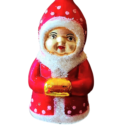 Czech Hand-Blown Glass Gnome Christmas Ornament - Hand-Painted Holiday Figure Decoration