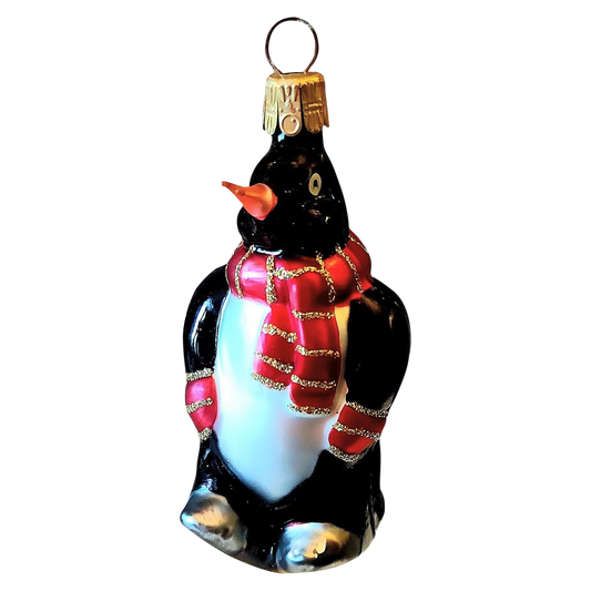 Hand Painted Glass Penguin Christmas Ornament - Czech Republic