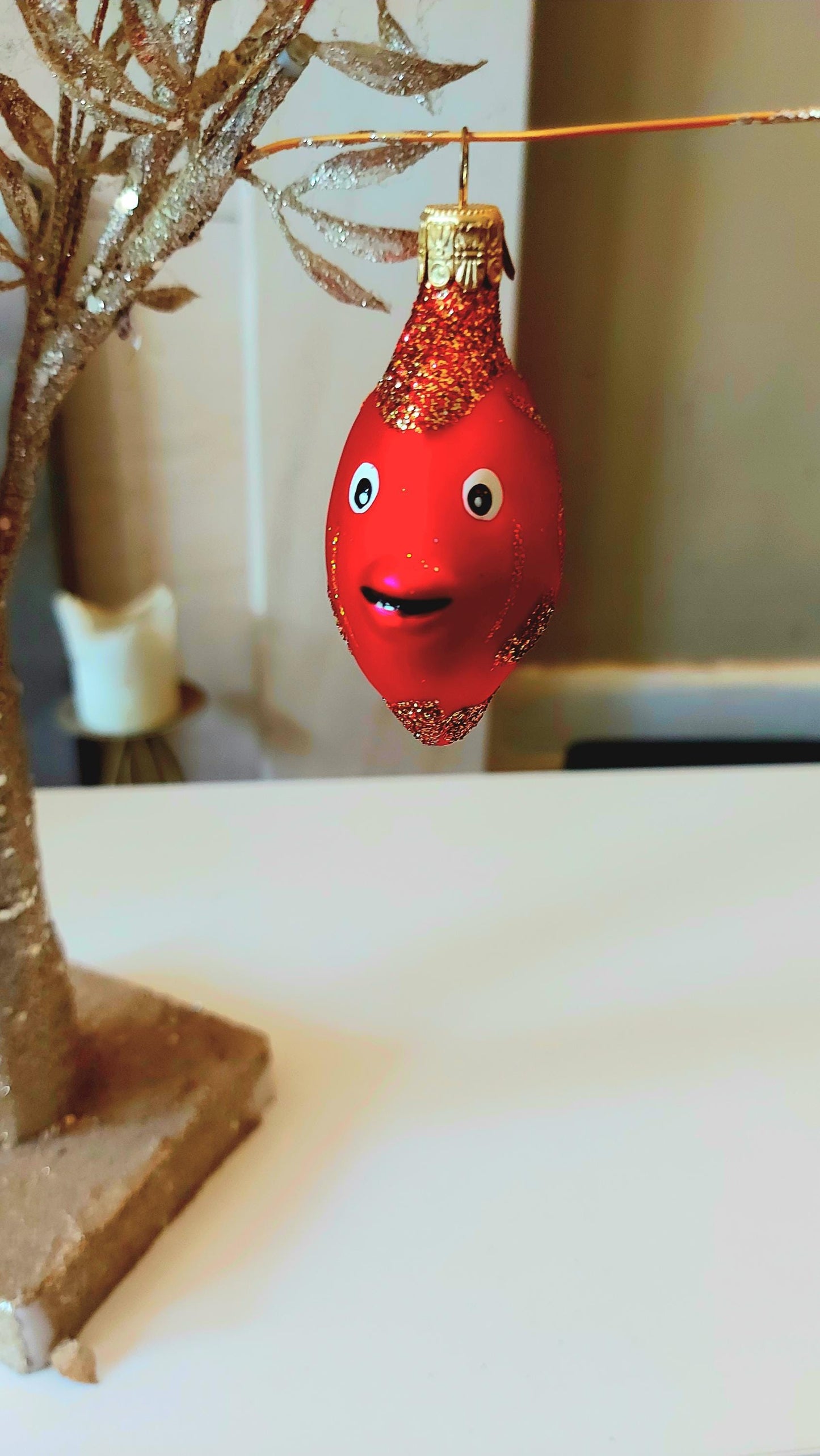 Vintage Czech Republic, Glass Blown, Hand Painted Christmas Tree Ornament - Nemo Fish