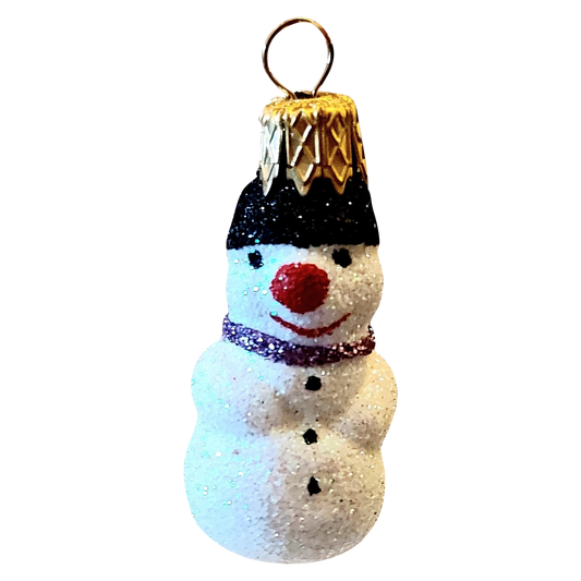 Czech Republic, Glass Blown, Hand Painted Christmas Tree Ornament - Snowman a pair ( x 2 )