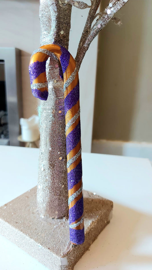 Czech Republic, Glass Blown, Hand Painted Christmas Tree Ornament - Large Candy Cane