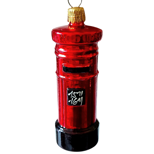 Czech Republic, Glass Blown, Hand Painted Christmas Tree Ornament - Post Box