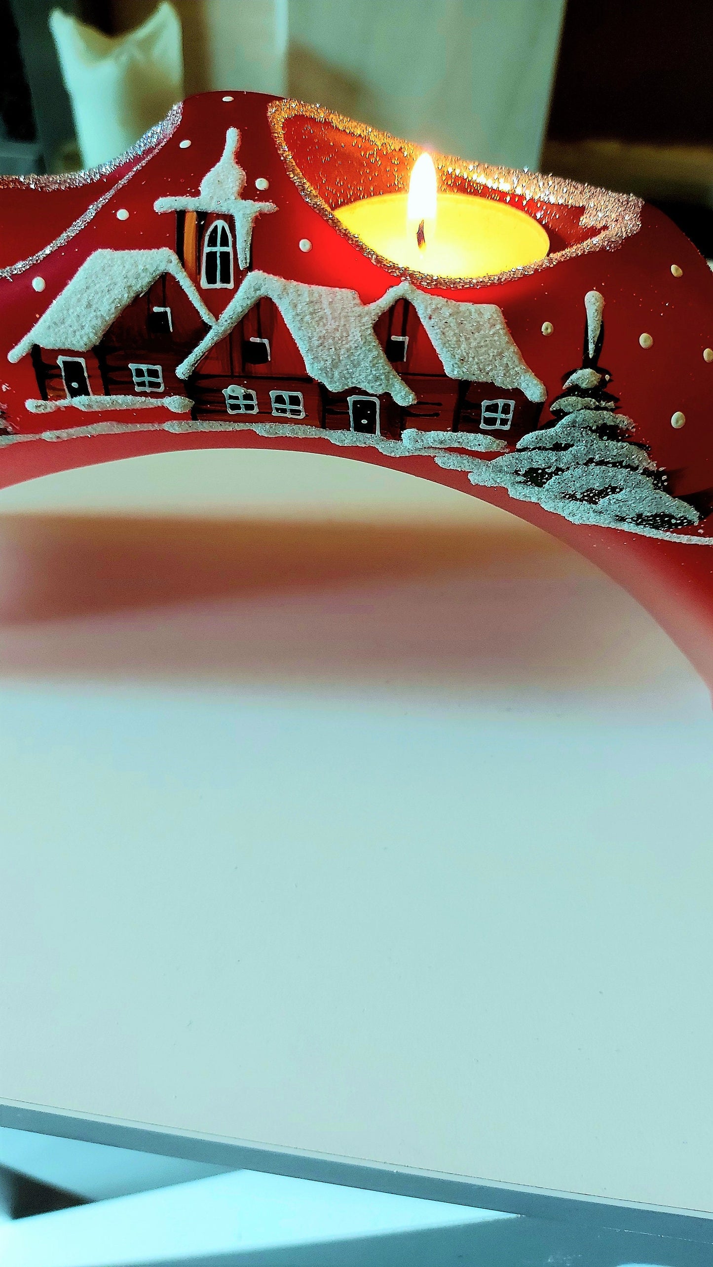 Vintage Czech Glass Christmas Ornament: Hand-Painted Candle Holder
