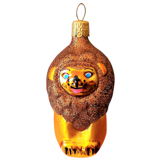 Czech Republic, Glass Blown, Hand Painted Christmas Tree Ornament - Lion