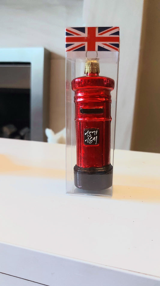 Czech Republic, Glass Blown, Hand Painted Christmas Tree Ornament - Post Box