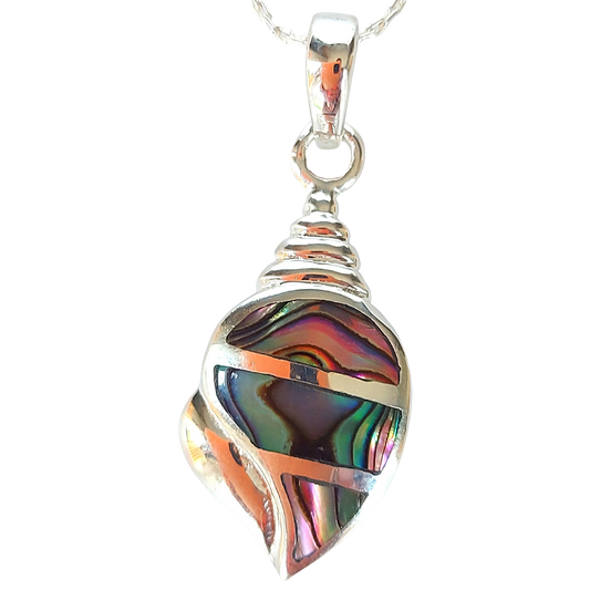 Silver Handmade Inlay Pendant Semi Precious Abalone Shell- Shell