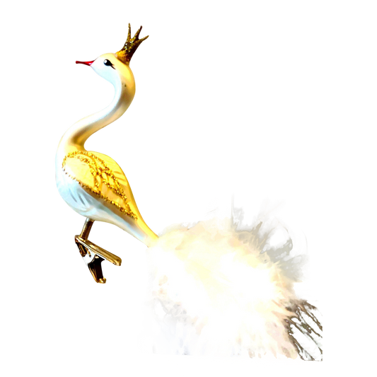 Czech Republic, Glass Blown, Hand Painted Christmas Tree Ornament - Swan with clip