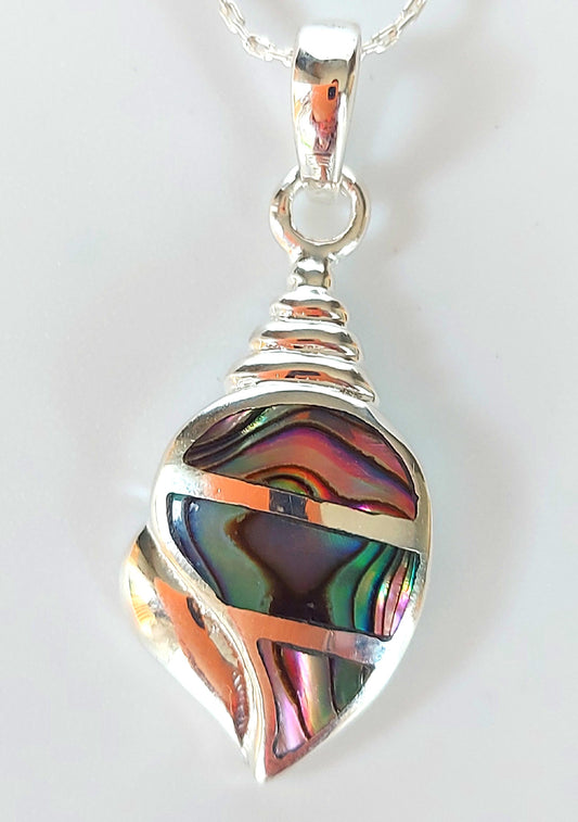 Silver Handmade Inlay Pendant/Earring Set Semi Precious Abalone Shell- Shell