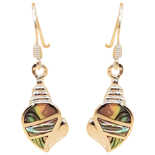 Silver Handmade Inlay Earrings Semi Precious Abalone Shell- Shell
