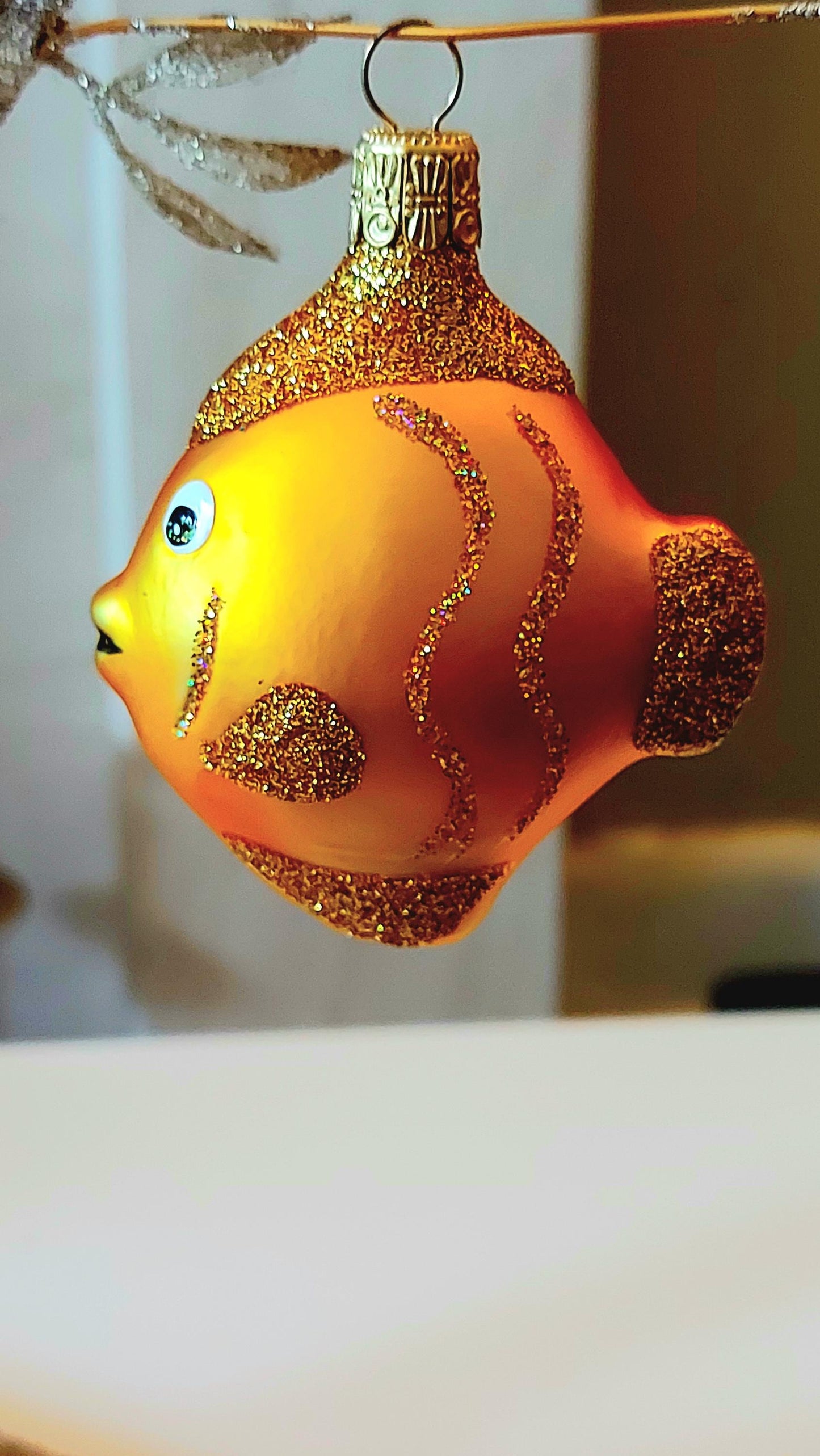 Vintage Czech Republic, Glass Blown, Hand Painted Christmas Tree Ornament - Nemo Fish