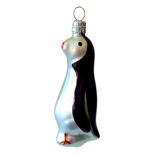 Czech Republic, Glass Blown, Hand Painted Christmas Tree Ornament - Penguin
