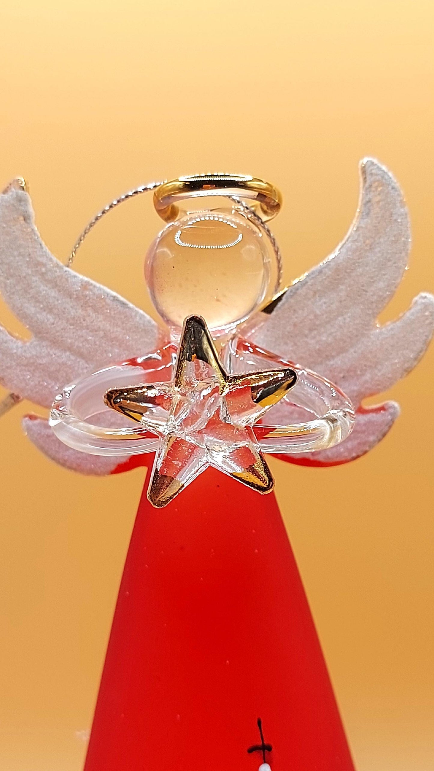 Vintage Czech Glass Angel Christmas Ornament: Hand-Painted Winter Village Candle Holder (Red)