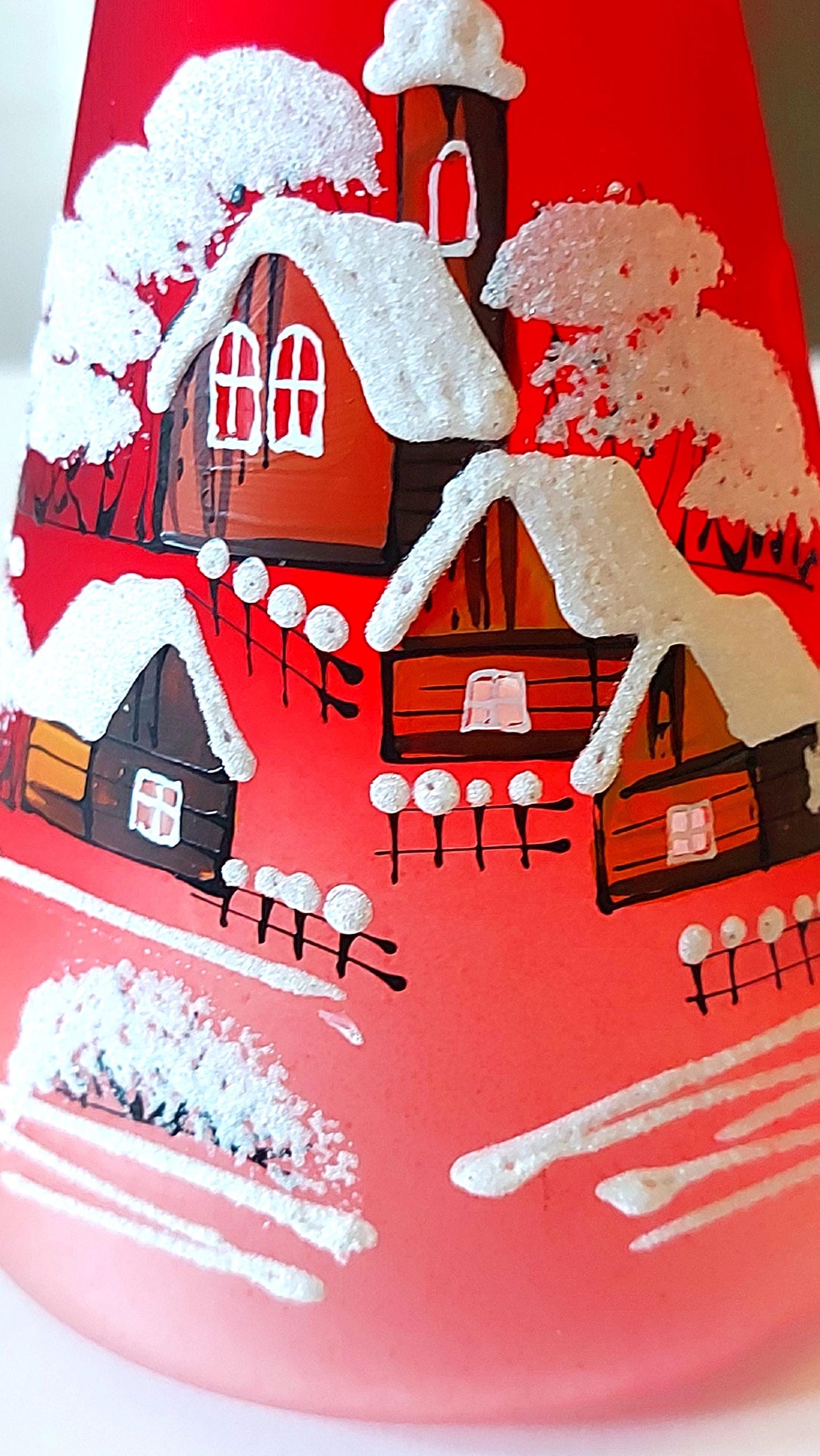Vintage Czech Glass Angel Christmas Ornament: Hand-Painted Winter Village Candle Holder (Red)
