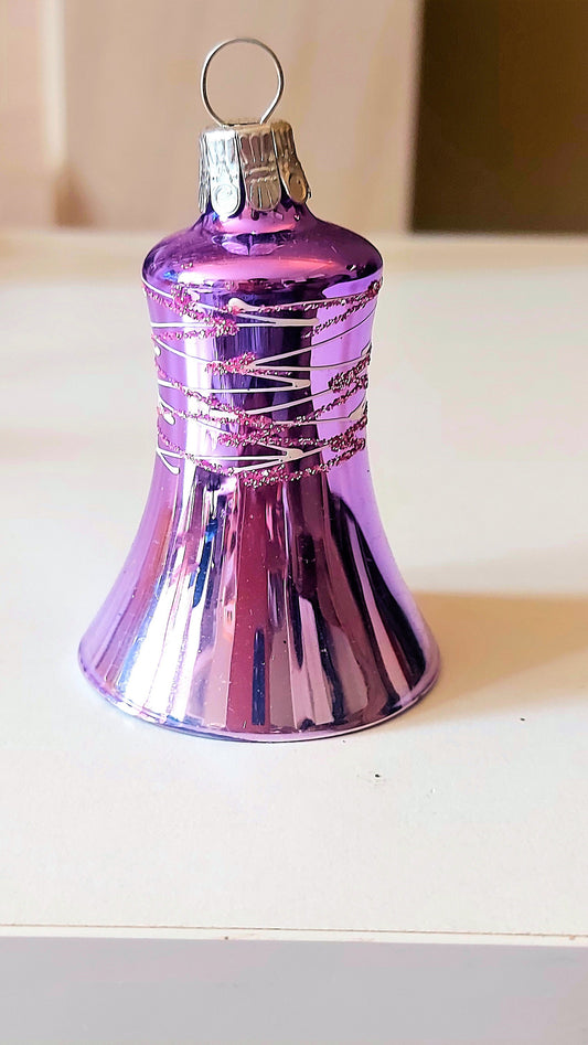 Czech Republic, Glass Blown, Hand Painted Christmas Tree Ornament decoration - Large Bell