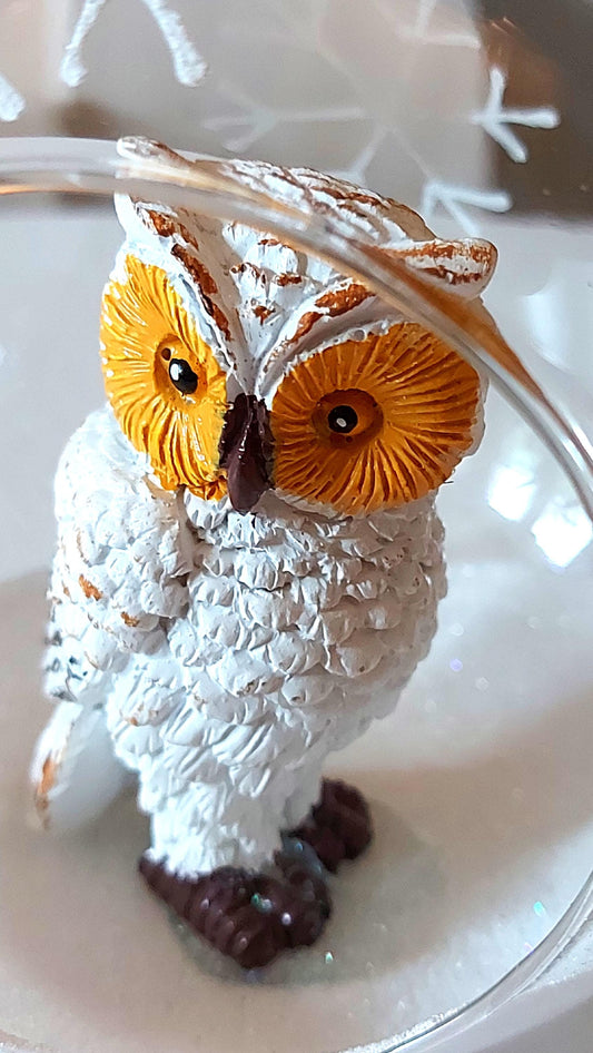 Hand Painted Glass Owl Ornament: Czech Christmas Decoration Large