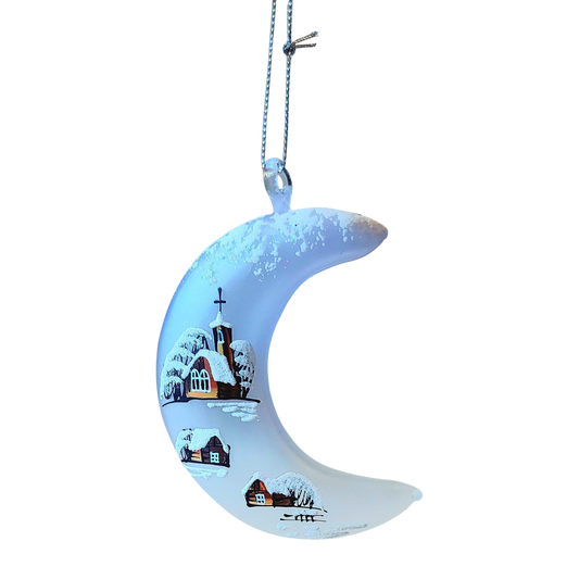 Czech Glass Christmas Ornament: Hand-Painted House Motif