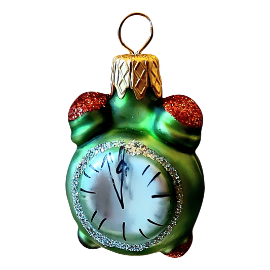 Hand-Painted Glass Alarm Clock Christmas Ornament - Czech Republic (Pair)