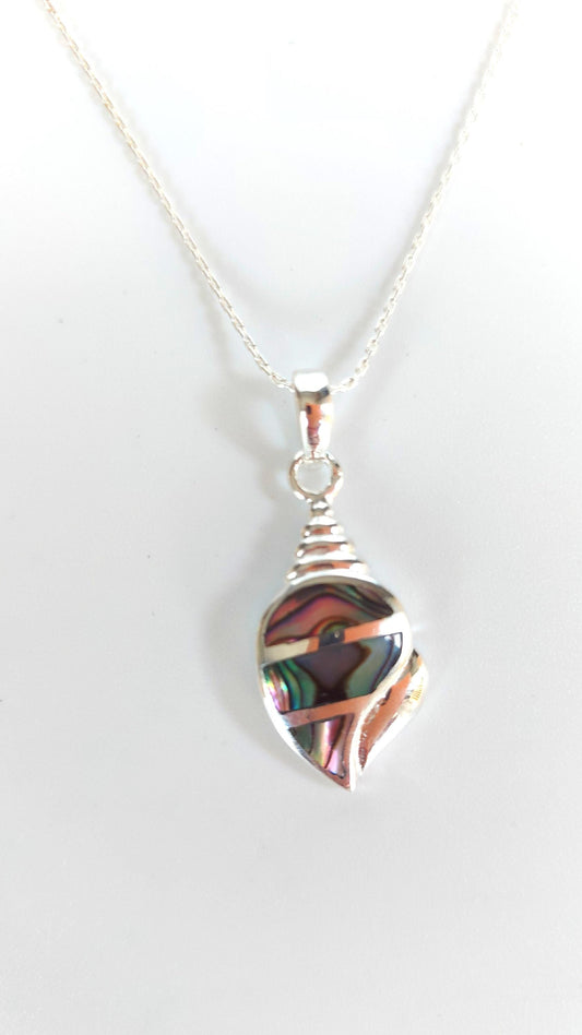 Silver Handmade Inlay Pendant Semi Precious Abalone Shell- Shell
