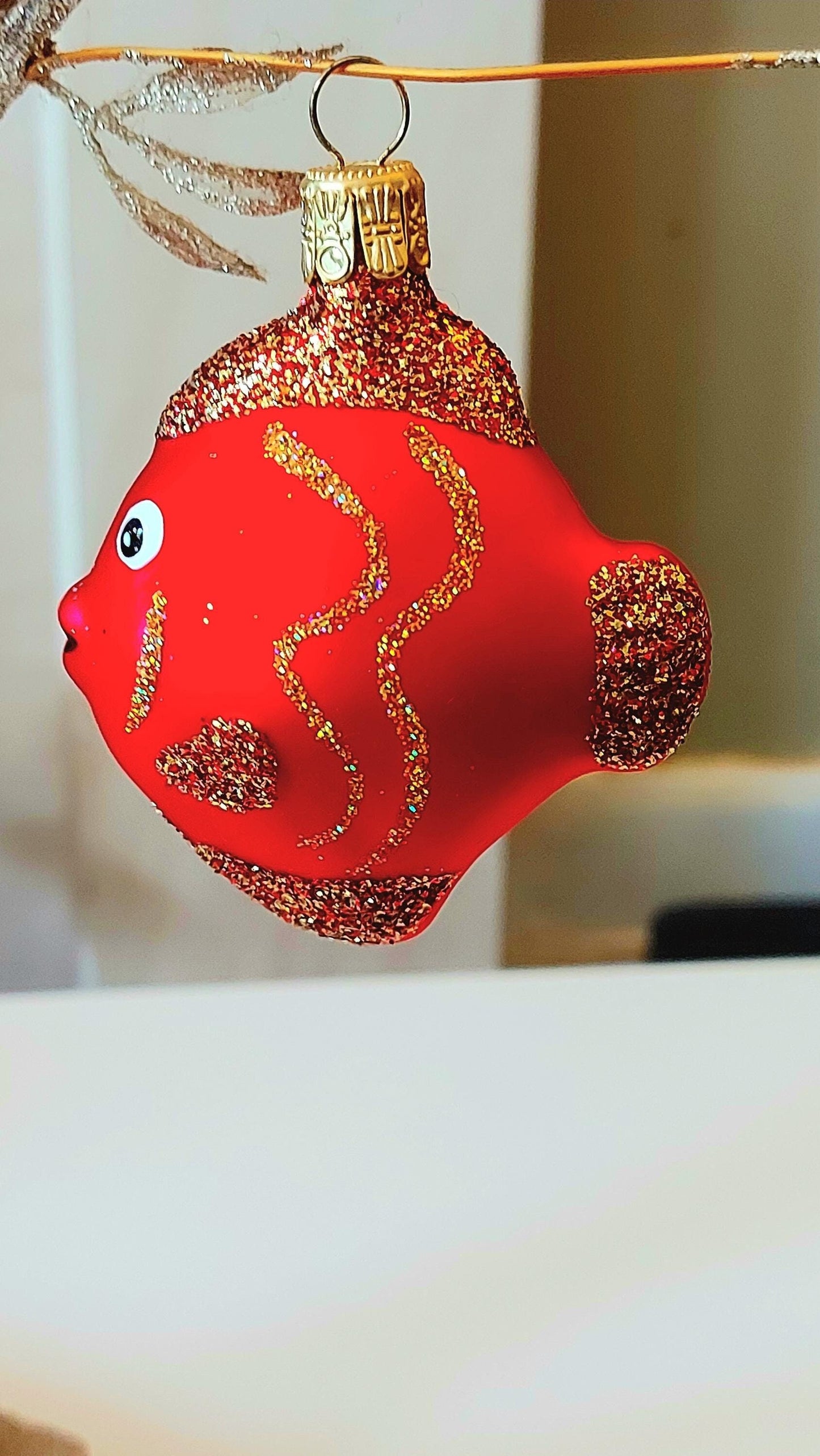 Vintage Czech Republic, Glass Blown, Hand Painted Christmas Tree Ornament - Nemo Fish