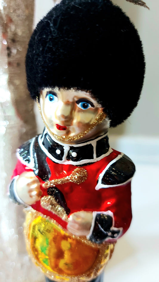 Czech Republic, Glass Blown, Hand Painted Christmas Tree Ornament - Large Drummer Boy