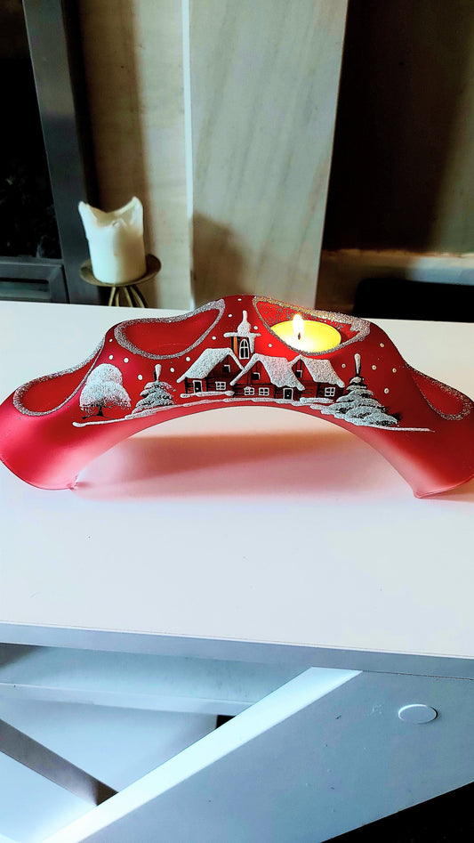 Czech Glass Christmas Ornament: Hand-Painted Candle Holder