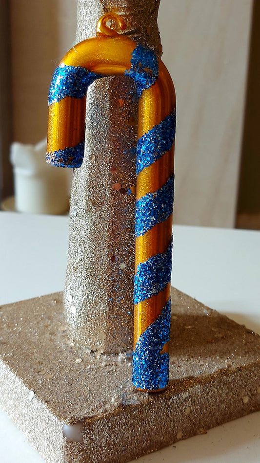 Czech Republic, Glass Blown, Hand Painted Christmas Tree Ornament - Small Candy Cane