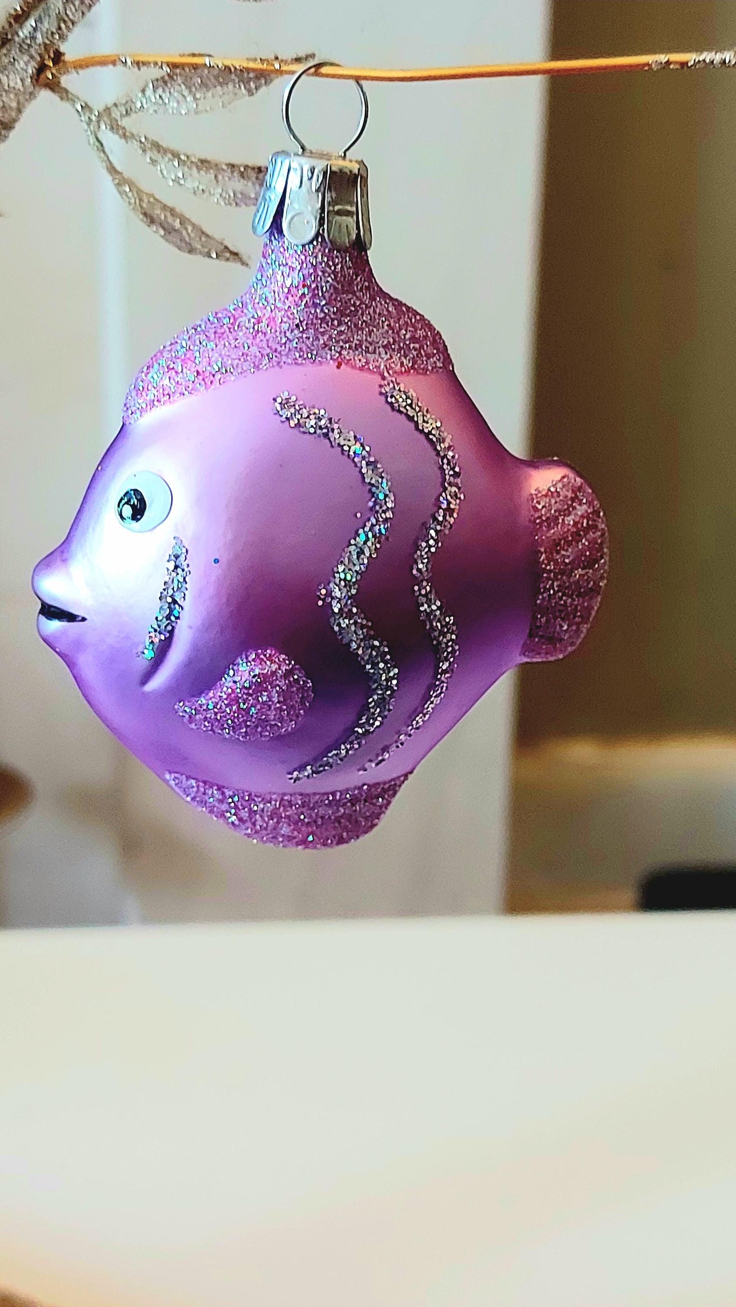 Vintage Czech Republic, Glass Blown, Hand Painted Christmas Tree Ornament - Nemo Fish