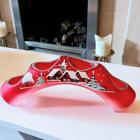 Czech Glass Christmas Ornament: Hand-Painted Candle Holder