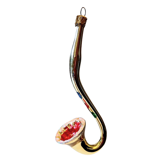 Czech Republic, Glass Blown, Hand Painted Christmas Tree Ornament - Saxaphone