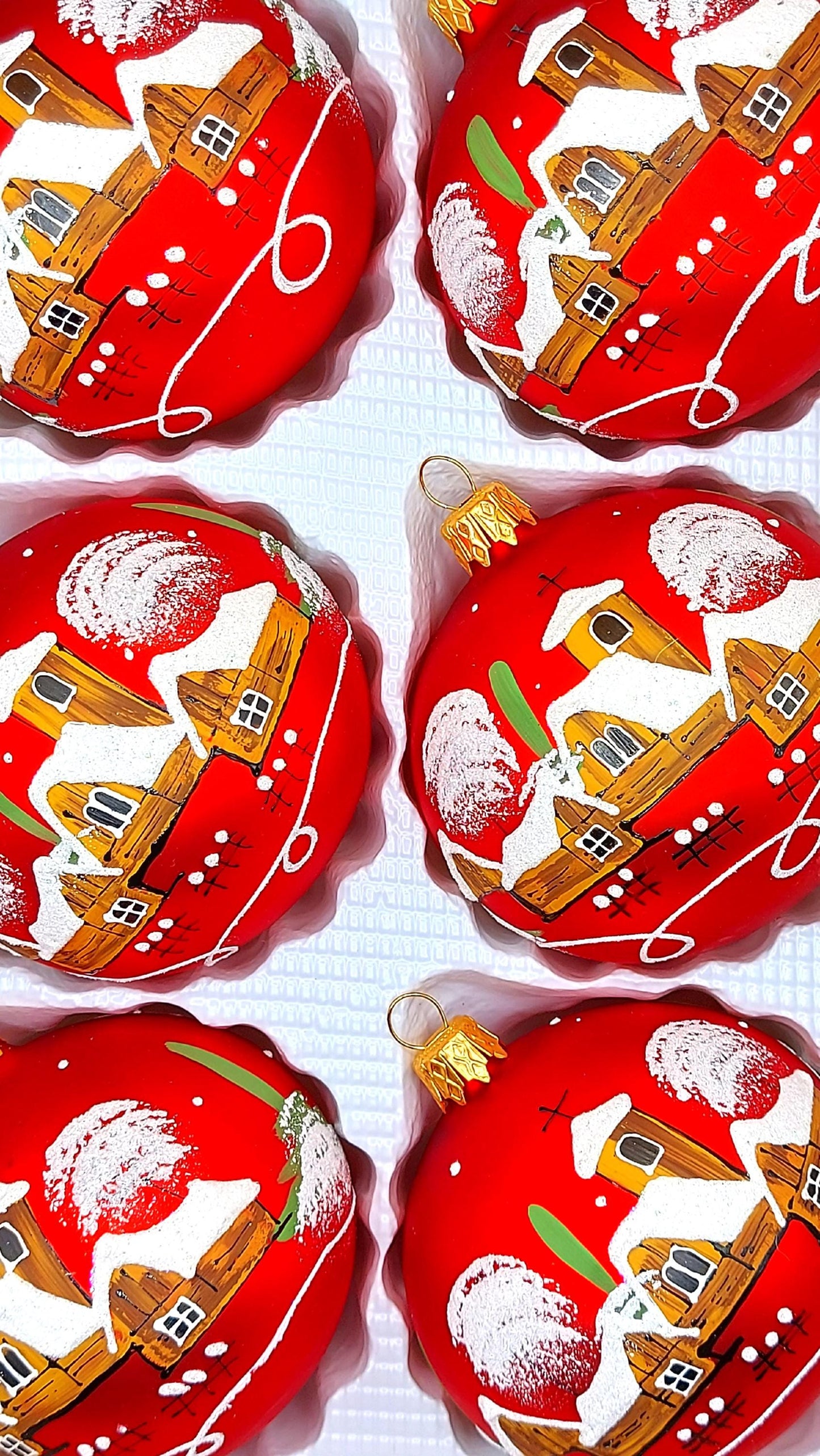 Vintage Czech Glass Christmas Ornament: Hand-Painted Red large Ball