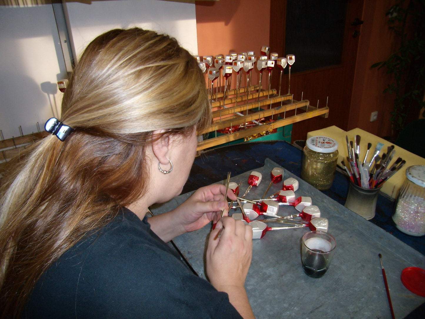 Czech Republic, Glass Blown, Hand Painted Christmas Tree Ornament - Present