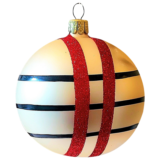 Czech Republic, Glass Blown, Hand Painted Christmas Tree Ornament decoration - Large Ball Bauble