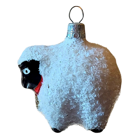 Czech Republic, Glass Blown, Hand Painted Christmas Tree Ornament - Sheep