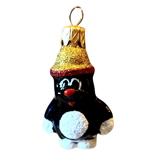 Czech Republic, Glass Blown, Hand Painted Christmas Tree Ornament - penguin a pair ( x 2 )