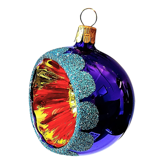 Czech Republic, Glass Blown, Hand Painted Christmas Tree Ornament - Retro Balls