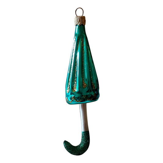 Czech Republic, Glass Blown, Hand Painted Christmas Tree Ornament - Umbrella Various Colours