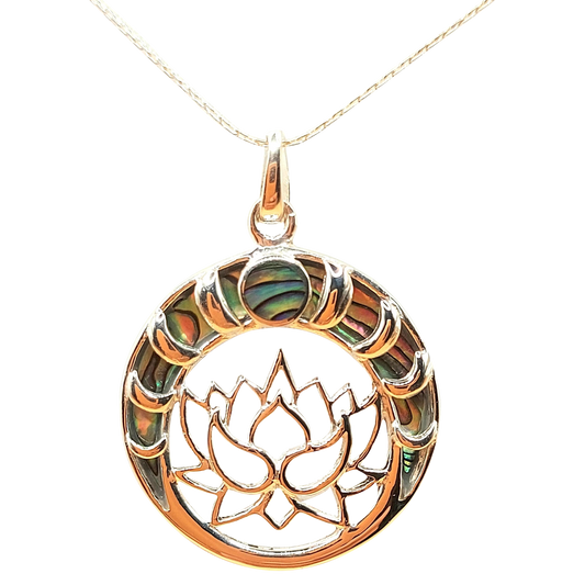 Silver Handmade Inlay Pendant Semi Precious Abalone Shell- Emblem