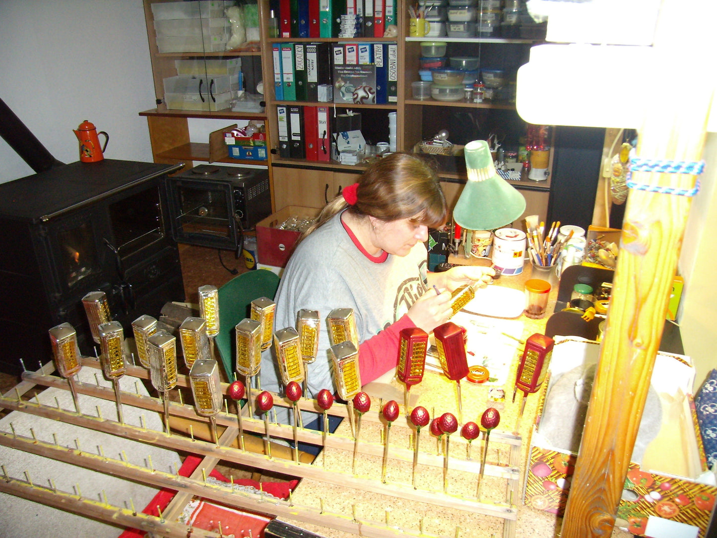 Czech Republic, Glass Blown, Hand Painted Christmas Tree Ornament - Money Bag