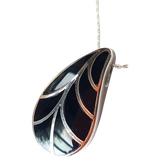 Silver Handmade Inlay Pendant Semi Precious Black Onyx- Black Leaf