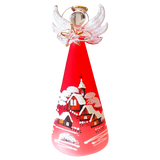 Czech Glass Angel Christmas Ornament: Hand-Painted Winter Village Candle Holder (Red)