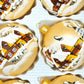 Vintage Czech Glass Christmas Ornament: Hand-Painted Gold large Ball