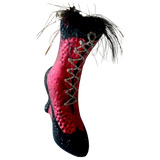 Czech Republic, Glass Blown, Hand Painted Christmas Tree Ornament - Boot Pink