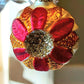 Vintage Czech Glass Christmas Ornament: Hand-Painted Leaf Balls (Pair)