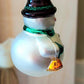 Vintage Czech Glass Snowman Christmas Ornament with Bowler Hat (Pair)
