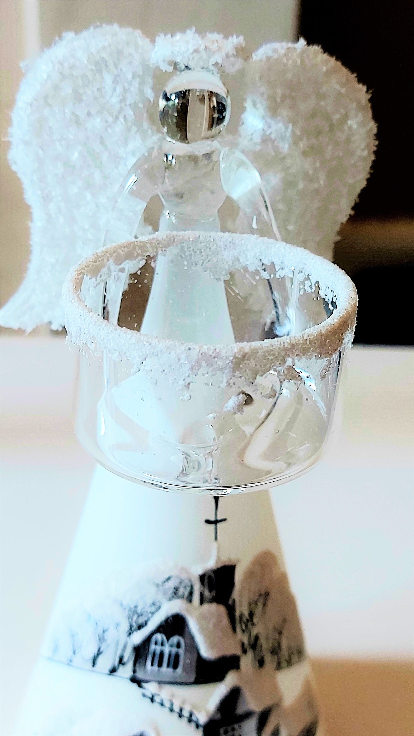 Vintage Czech Glass Angel Christmas Ornament: Hand-Painted Candle Holder