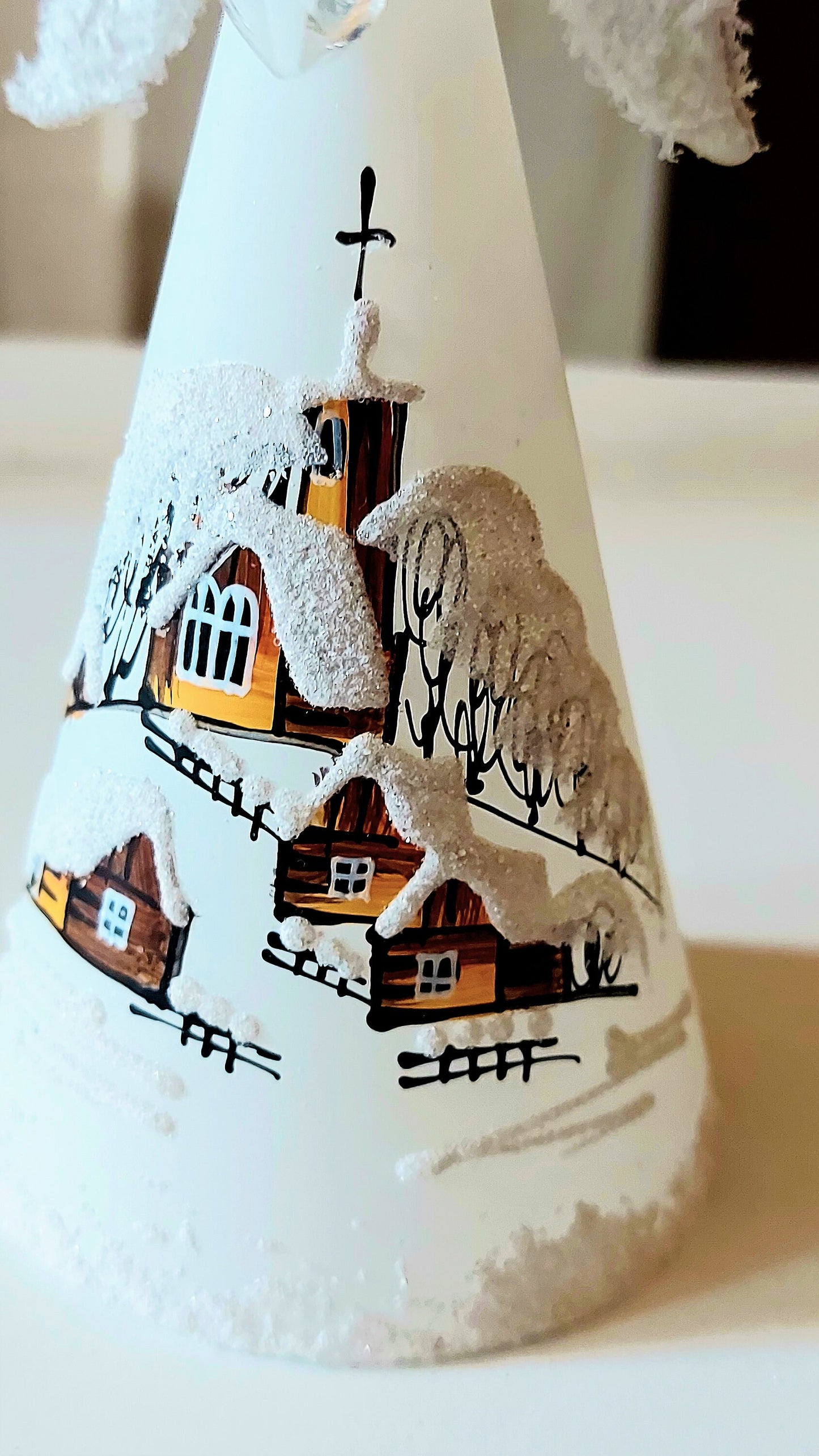 Vintage Czech Glass Angel Christmas Ornament: Hand-Painted Winter Village
